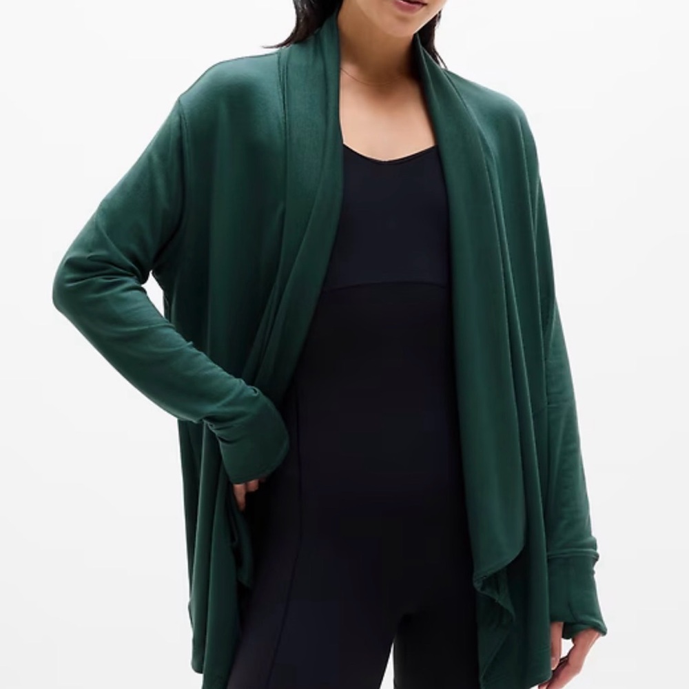 Athleta Women’s Dark Green Pranayama Restore Wrap Sweater Sz S|P